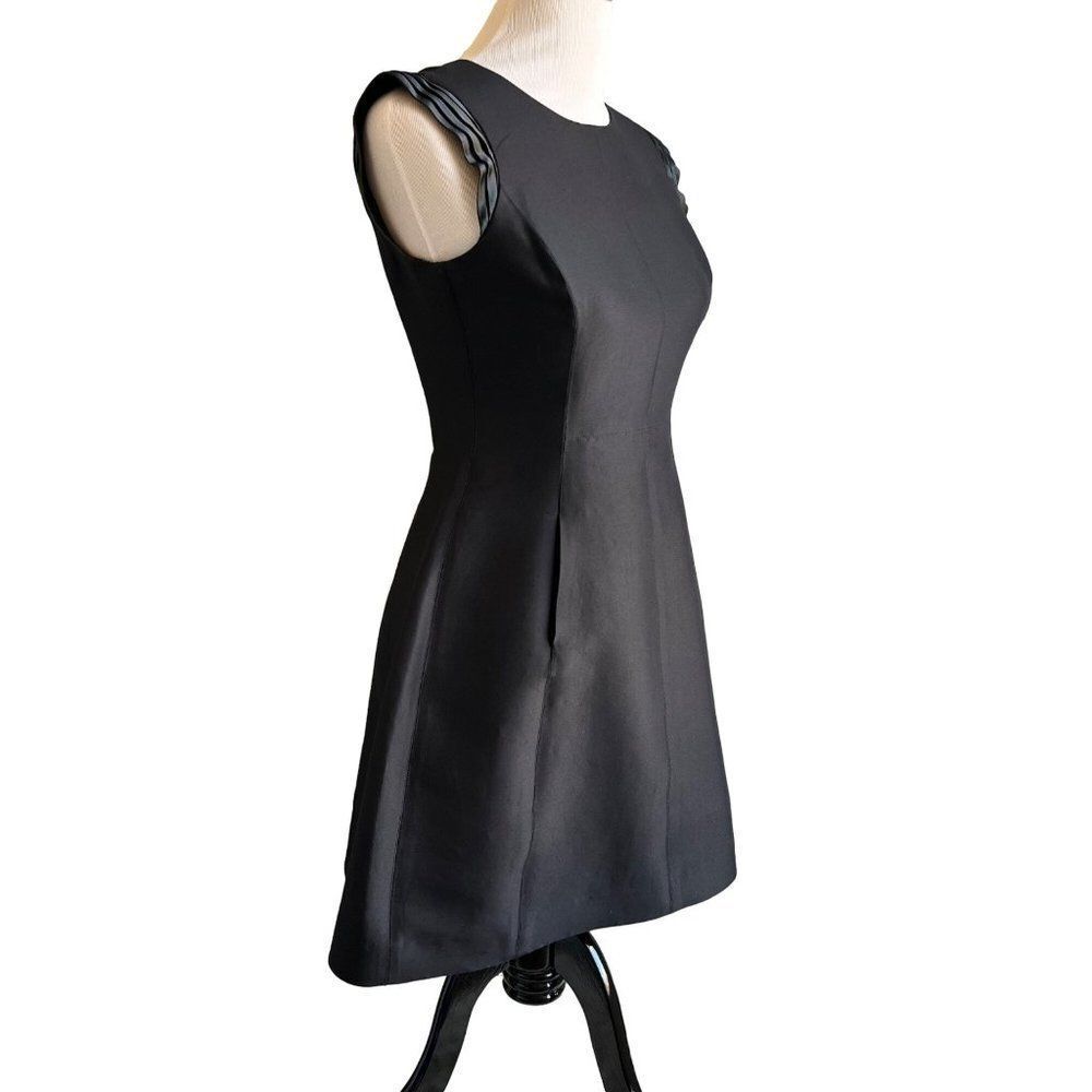 Halston Heritage A Line Black Dress Pockets Size 4 - Picture 2 of 9